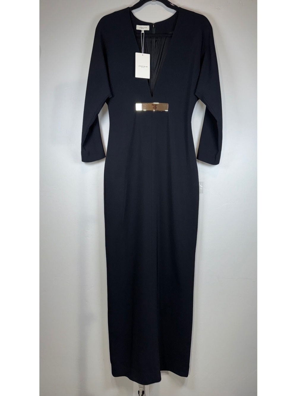 $1998 NWT Size 4 Lafayette 148 New York Black Viscose Cady Gown Formal Dress